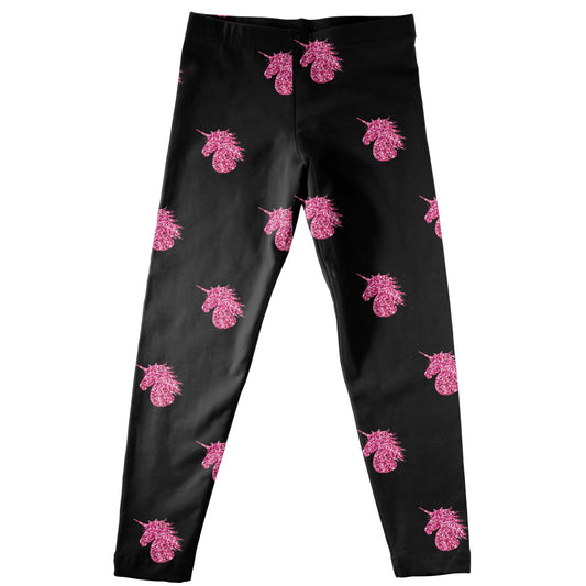 Unicorn Print Black Leggings
