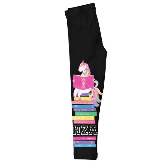 Unicorn Personalized Monogram Black Leggings