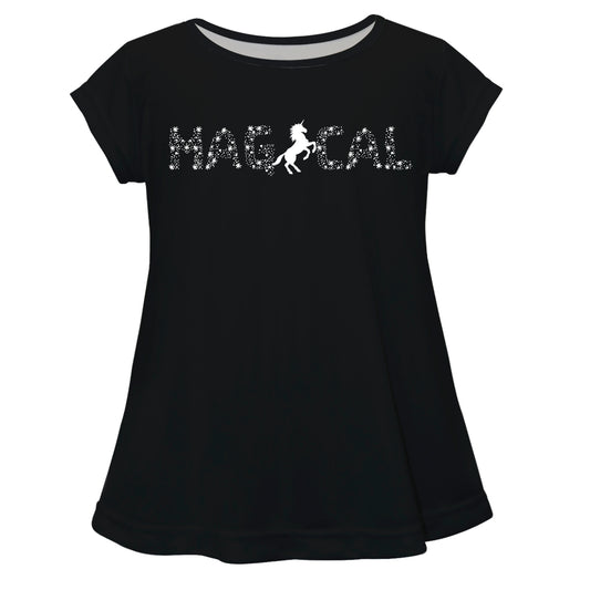 Magical Unicorn Black Short Sleeve Laurie Top
