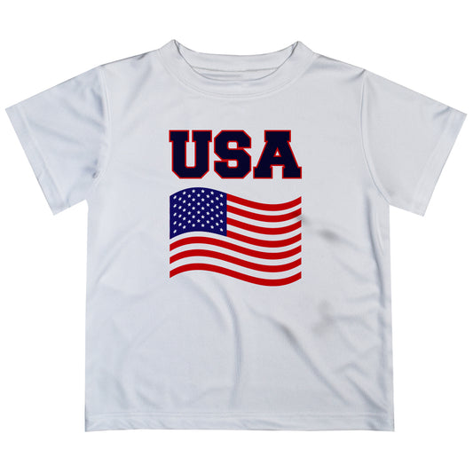 Basketball United State White Short Sleeve Boys Tee Shirt