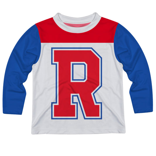 Personalized Initial Name White Red and Blue Long Sleeve Tee Shirt