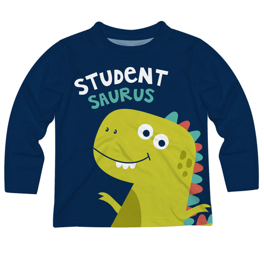 Student Saurus Navy Long Sleeve Tee Shirt