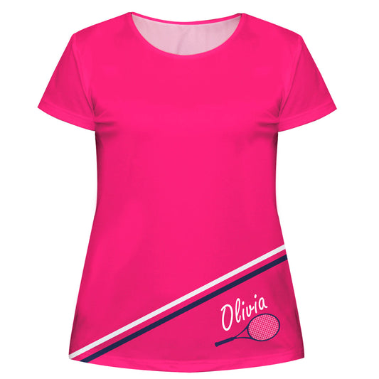 Tennis Name Hot Pink Short Sleeve Tee Shirt - Wimziy&Co.