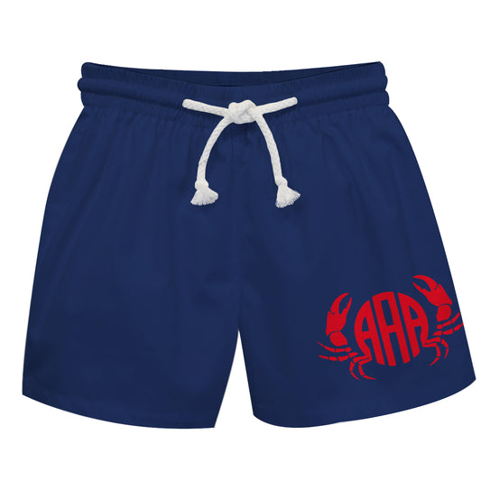 Crab Monogram Navy Swimtrunk - Wimziy&Co.