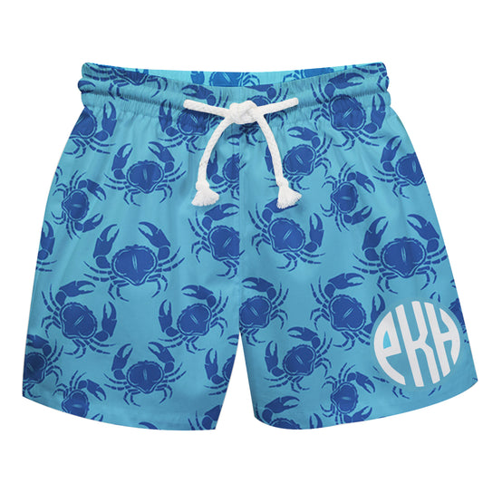 Crabs Print Monogram Blue Swimtrunk - Wimziy&Co.