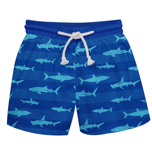 Sharks Print Royal Swimtrunk