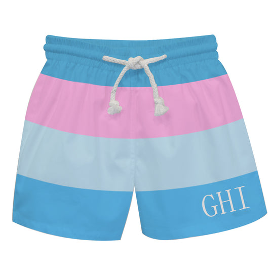 Monogram Blue and Pink Stripes Swimtrunk - Wimziy&Co.