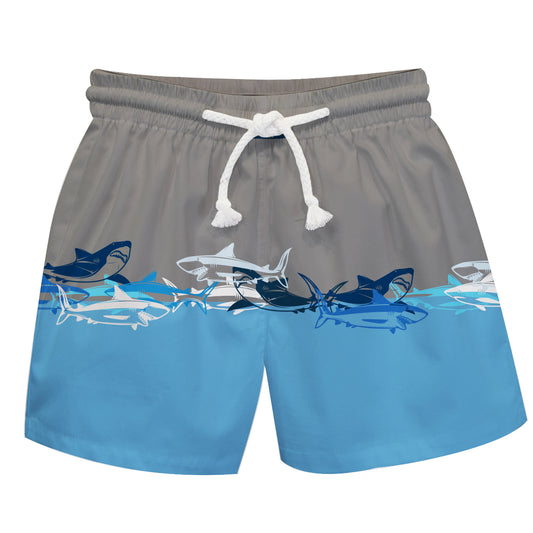 Shark Gray and Light Blue Swimtrunk