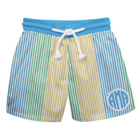 Summer Personalized Monogram Colors Stripes Swimtunk