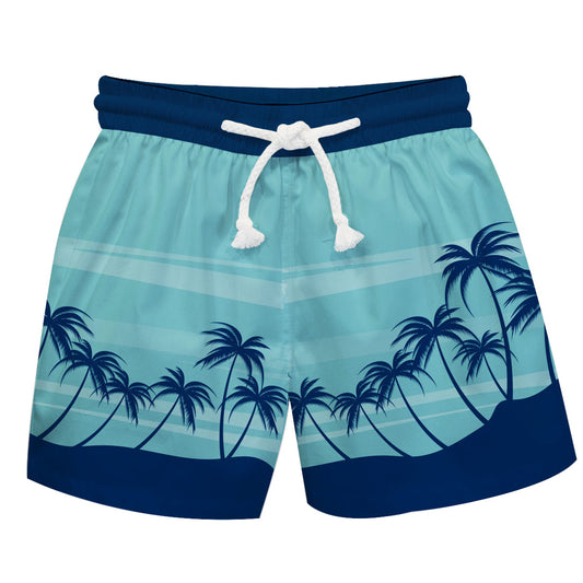 Tropical Aqua and Navy Swimtrunk