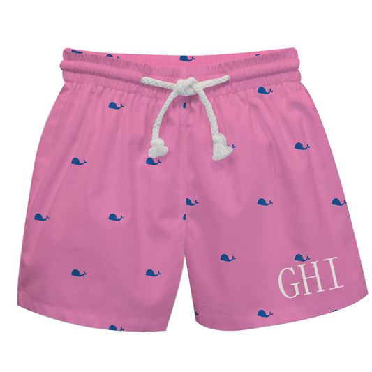 Whales Print Monogram Pink Swimtrunk - Wimziy&Co.