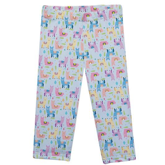 Llamas Print Light Blue Leggings