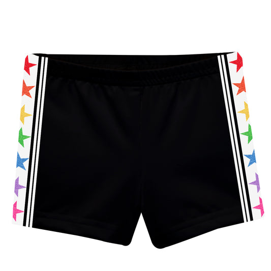 Stars White Stripe Black Shorties