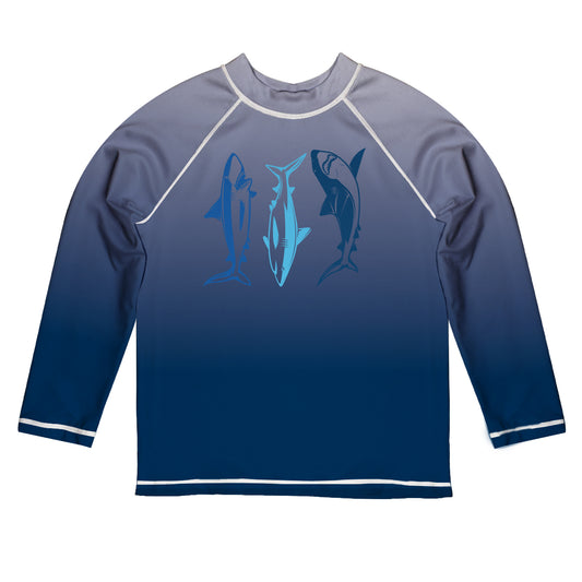 Sharks Navy Degrade Long Sleeve Rash Guard