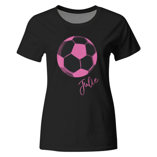 Soccer Ball Personalized Name and Number Black Short Sleeve Tee Shirt - Wimziy&Co.
