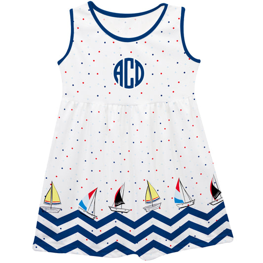 Boats Monogram White Tank Dress - Wimziy&Co.