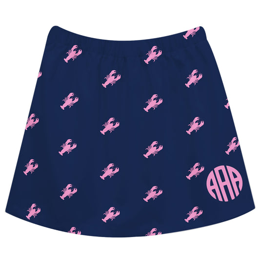 Lobster Print Monogram Navy Skirt - Wimziy&Co.