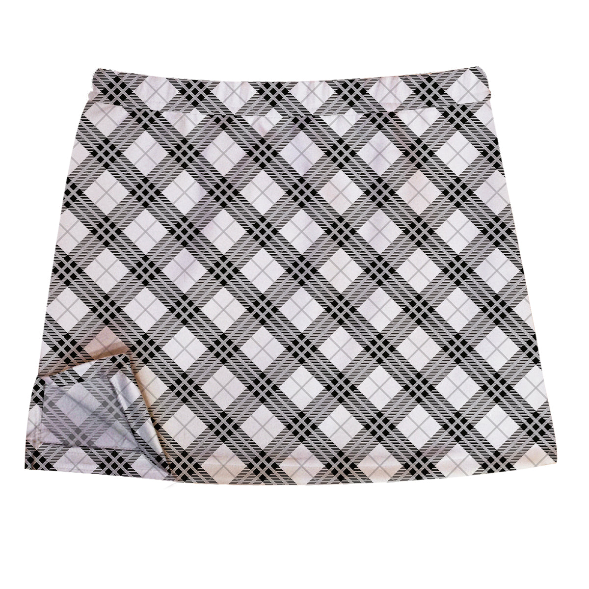Plaid White and Black Skirt With Side Vents
