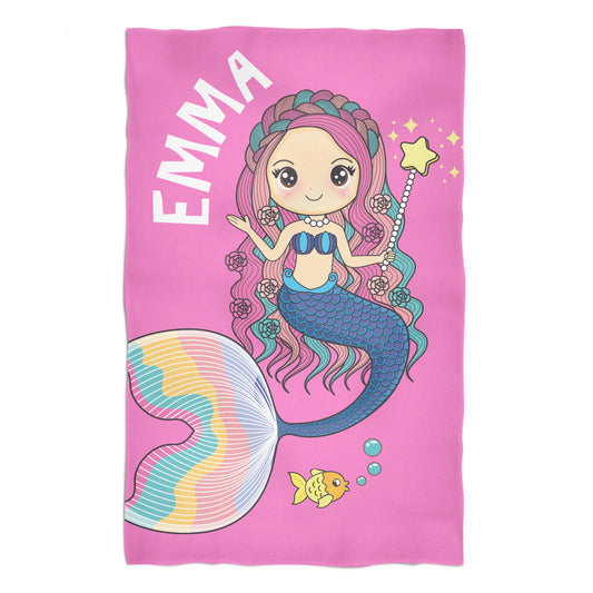 Mermaid Personalized Name Pink Towel