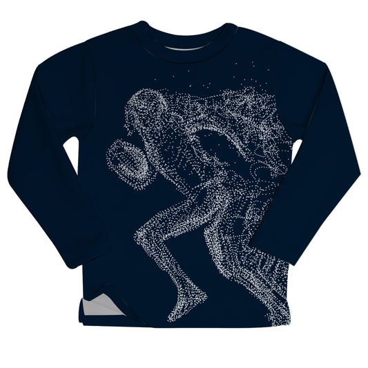Football Player Navy Fleece Sweatshirt With Side Vents - Wimziy&Co.