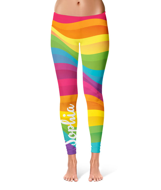 Personalized Name Rainbow Colors Leggings