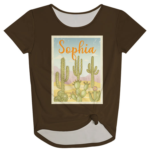 Cactus and Personalized Name Brown Knot Top - Wimziy&Co.