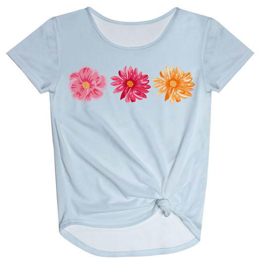 Flowers Light Blue Knot Top