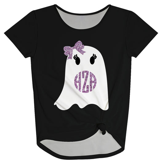Ghost Personalized Monogram Black Knot Top