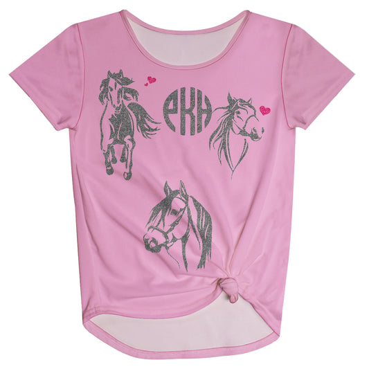 Glitter Horses and Personalized Monogram Pink Knot Top - Wimziy&Co.
