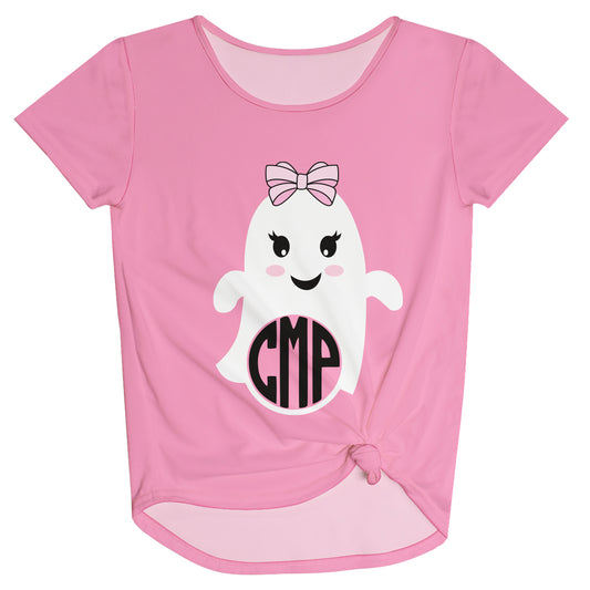 Ghost Personalized Monogram Pink Knot Top