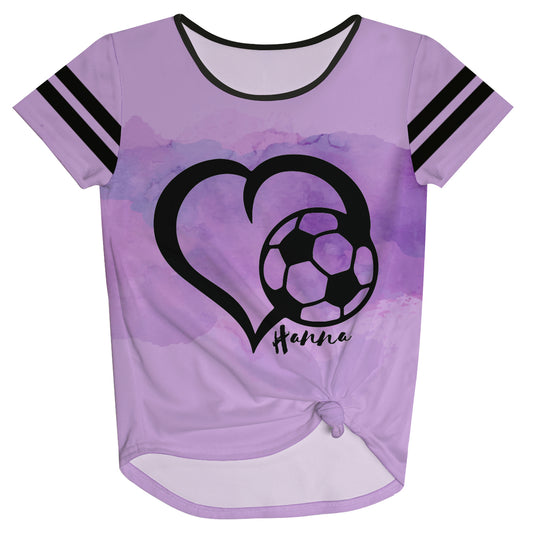 Heart and Soccer Name Purple Knot Top - Wimziy&Co.