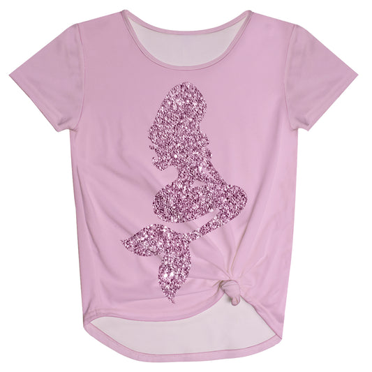 Mermaid Silhouette Pink Knot Top