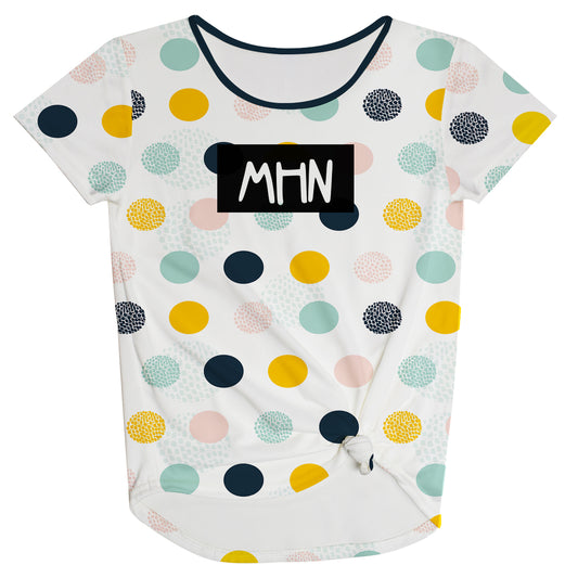 Monogram Polka Dots White Knot Top
