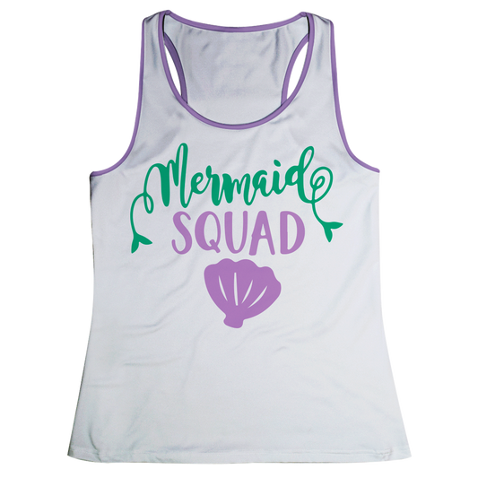 Mermaid Squad White and Purple Tank Top