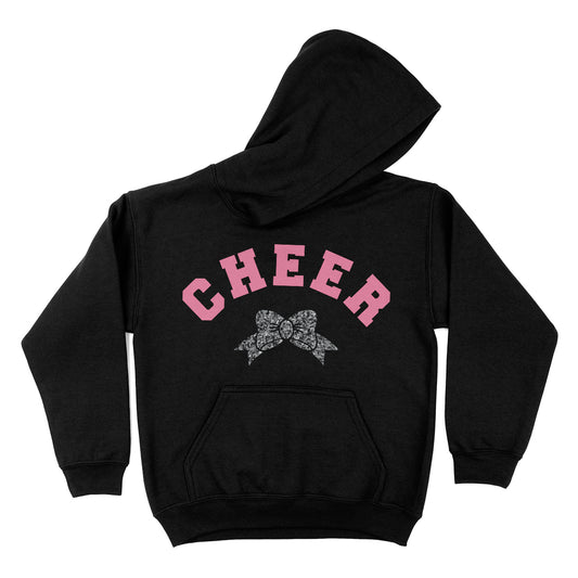 Cheer Bow Black Fleece Long Sleeve Hoodie
