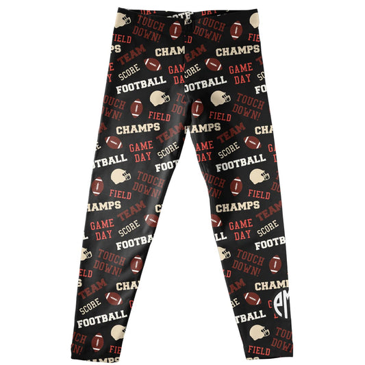 Girls black football leggings with monogram - Wimziy&Co.