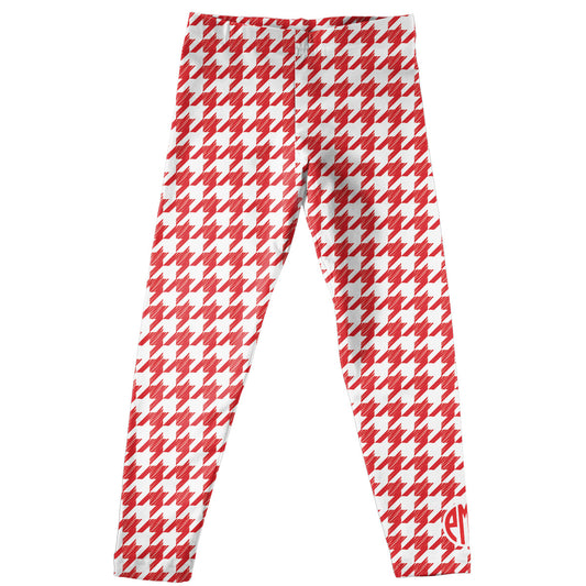 Girls red and white houndstooth leggings - Wimziy&Co.