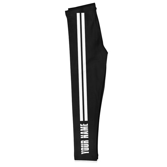Girls black and white striped leggings with name - Wimziy&Co.