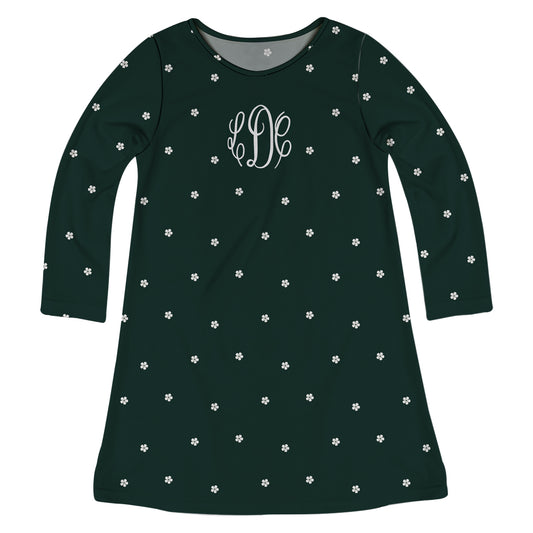 Girls green flowers dress with monogram - Wimziy&Co.