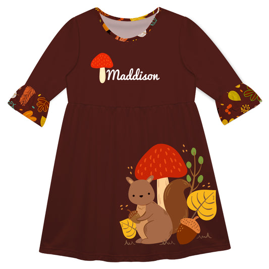 Girls brown chimpnuk dress with name - Wimziy&Co.