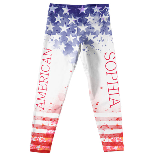 Americana Name Red White and Blue Leggings - Wimziy&Co.