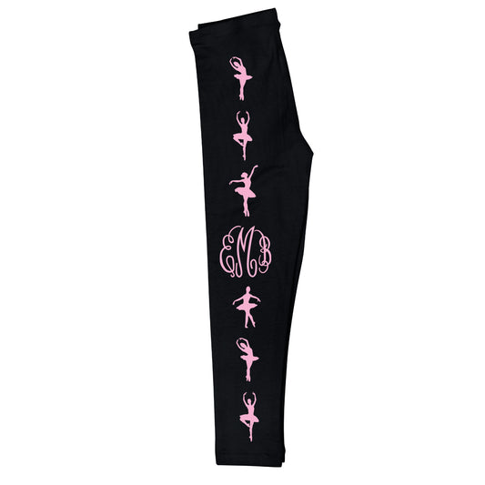 Ballerinas and Monogram Stripe Black Leggings - Wimziy&Co.