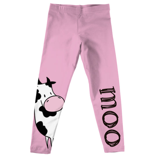 Pink and white cow moo girls leggings - Wimziy&Co.