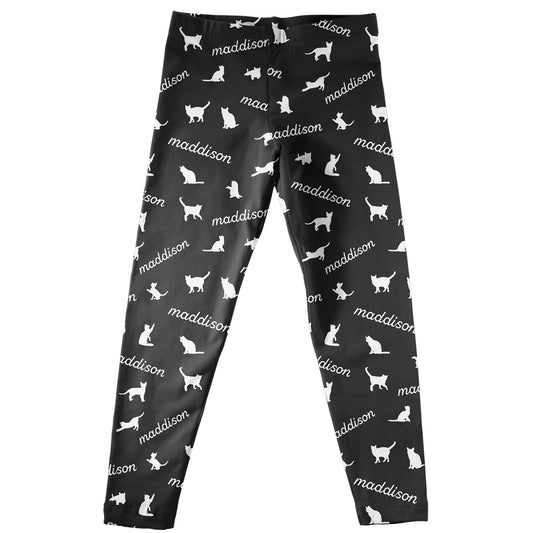 Cat Print Name Black Leggings - Wimziy&Co.