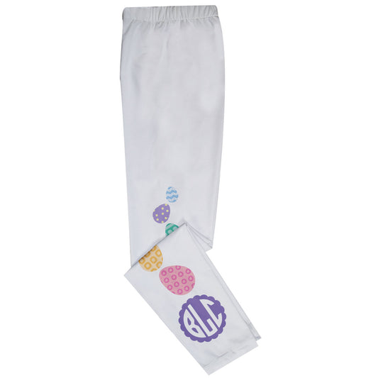 Easter Eggs Monogram White Leggings - Wimziy&Co.
