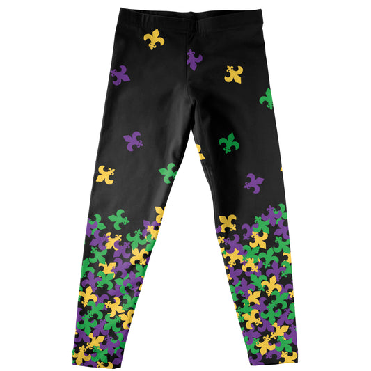 Fleur De Lis Print Black Leggings - Wimziy&Co.