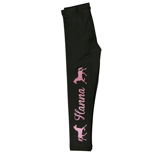 Black and pink girls black leggings with name - Wimziy&Co.