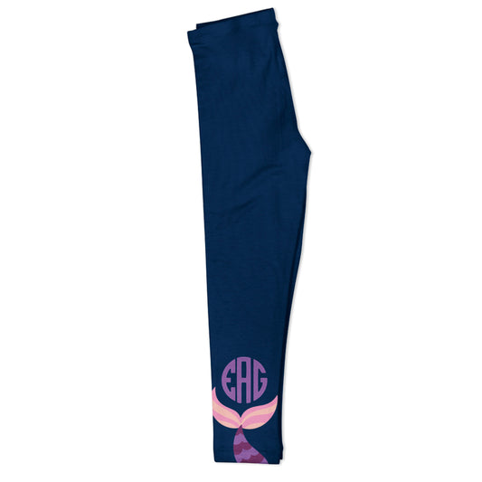Mermaid Tail Monogram Navy Leggings - Wimziy&Co.