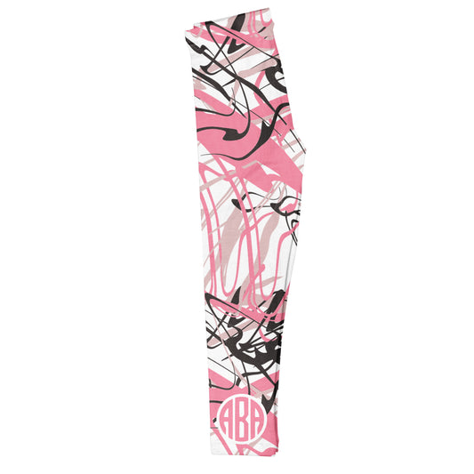 Pink Stains Monogram White Leggings - Wimziy&Co.