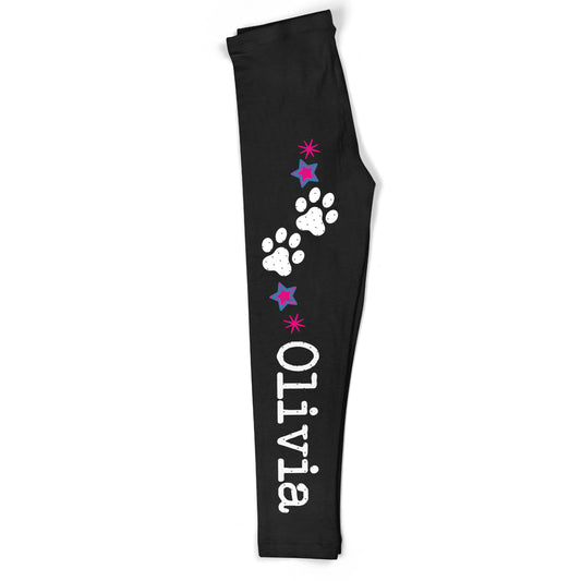 Paw Stars And Name Black Leggings - Wimziy&Co.